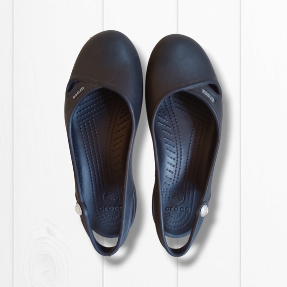 CROCS Women's Olivia Black Jeweled Slingback Croslite Flat Sandals - Picture 11 of 16